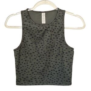 Balance Collection Olive & Black Spots Mia Crop Leopard Print Racerback‎ Tank S